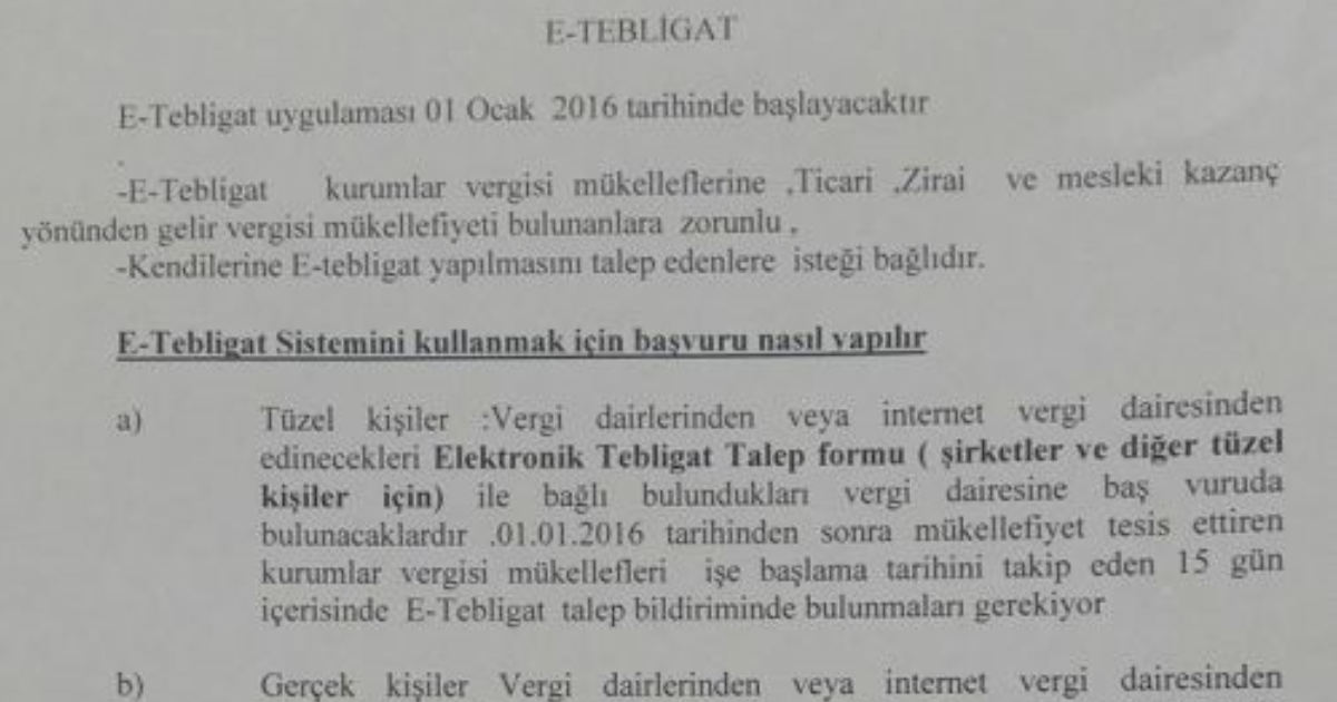 e tebligat uygulamasi
